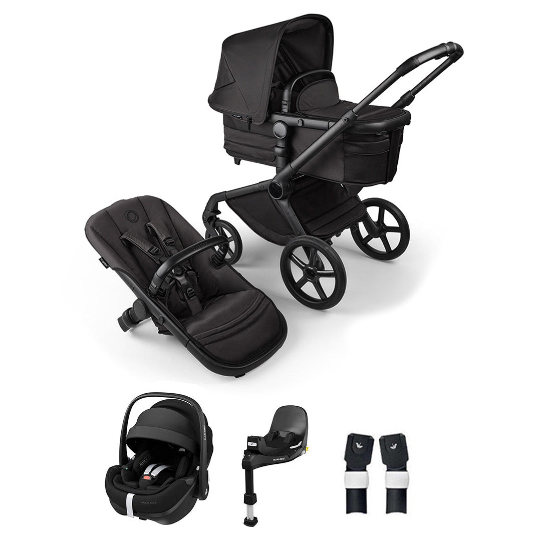 Bugaboo Noir Limited Edition Fox 5+ Pebble 360 Pro Travel System - Black Moonlight-Travel Systems- | Natural Baby Shower