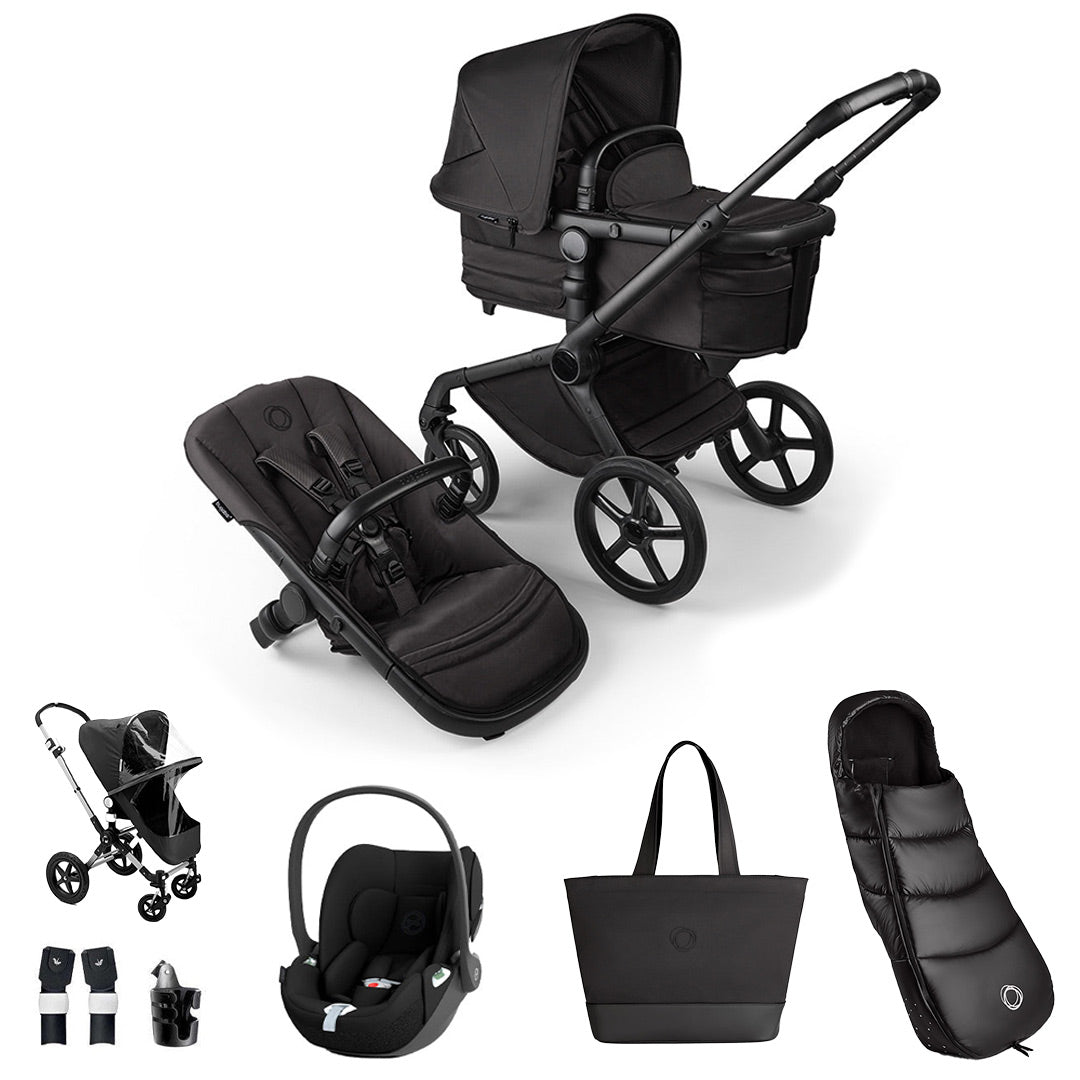 Bugaboo Limited Edition Noir Fox 5 + Cloud T Ultimate Travel System - Black Moonlight-Travel Systems-Black Moonlight-No Base | Natural Baby Shower