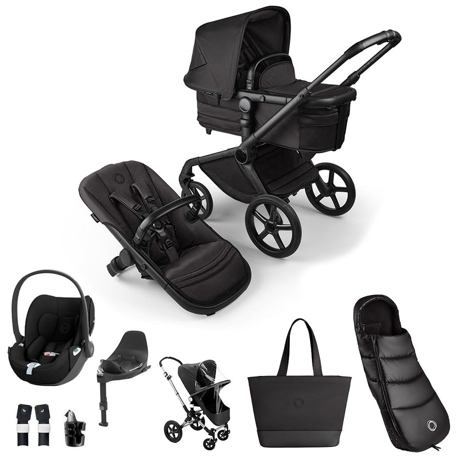 Bugaboo Limited Edition Noir Fox 5 + Cloud T Ultimate Travel System - Black Moonlight-Travel Systems-Black Moonlight-No Base | Natural Baby Shower