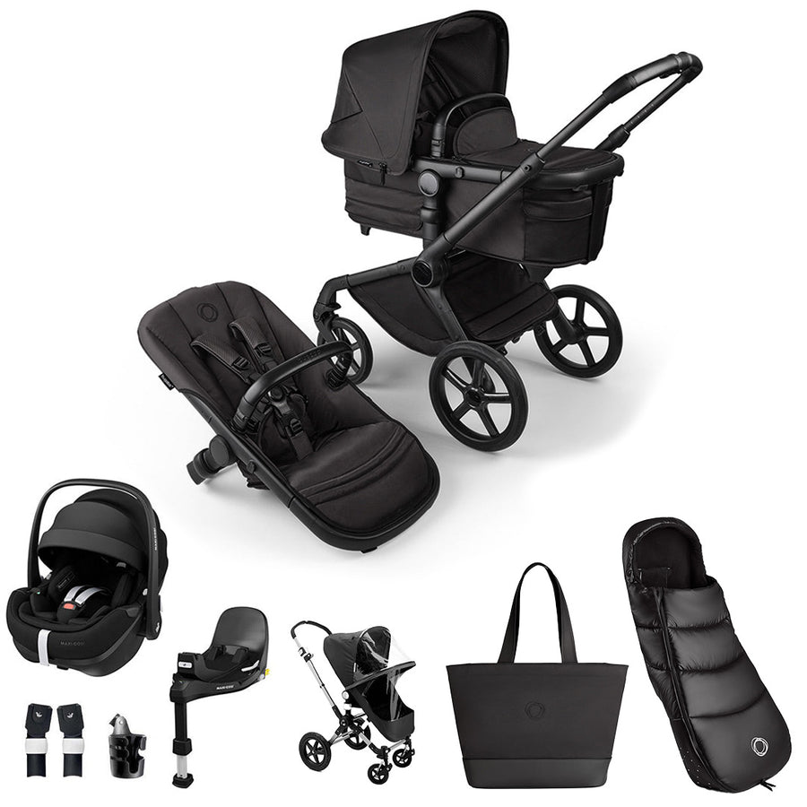 Bugaboo Limited Edition Noir Fox 5 + Pebble 360 Pro Ultimate Travel System - Black Moonlight-Travel Systems-Black Moonlight-No Base | Natural Baby Shower