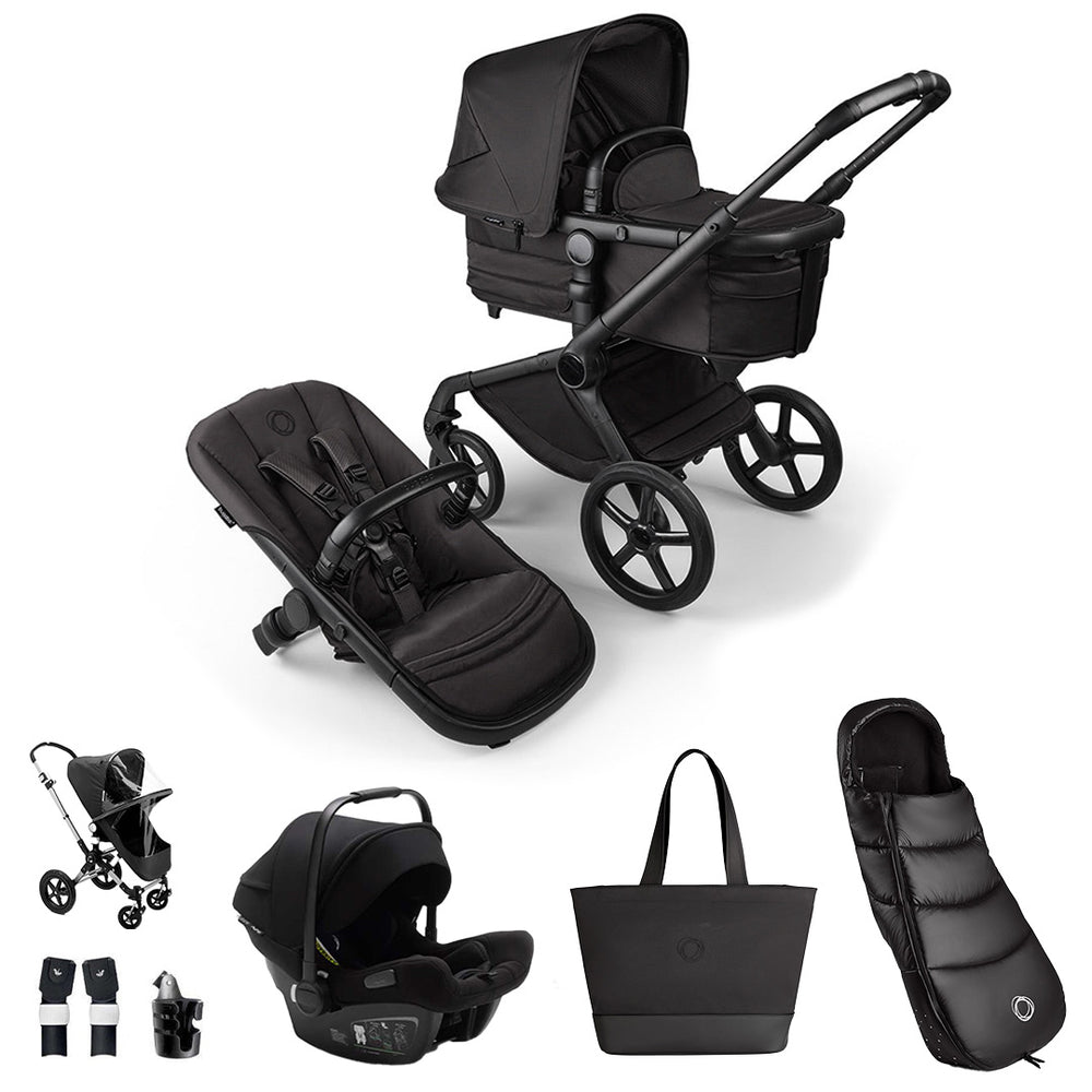 Bugaboo Noir Limited Edition Fox 5 + Turtle Ultimate Travel System - Black Moonlight-Travel Systems- | Natural Baby Shower