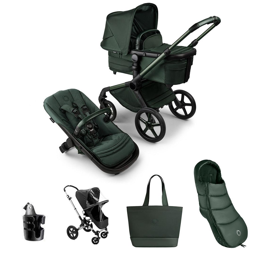 Bugaboo Noir Limited Edition Fox 5 Essential Pushchair Bundle - Midnight Green-Stroller Bundles-Midnight Green- | Natural Baby Shower