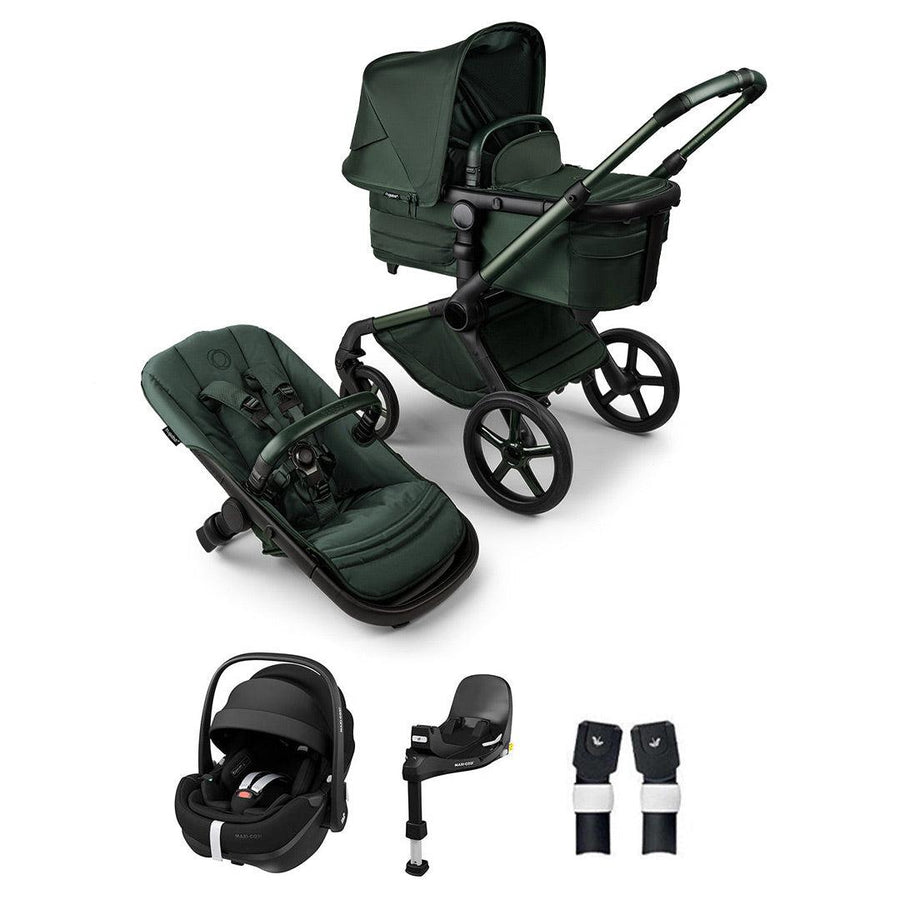 Bugaboo Noir Limited Edition Fox 5 + Pebble 360 Pro Travel System - Midnight Green-Travel Systems- | Natural Baby Shower