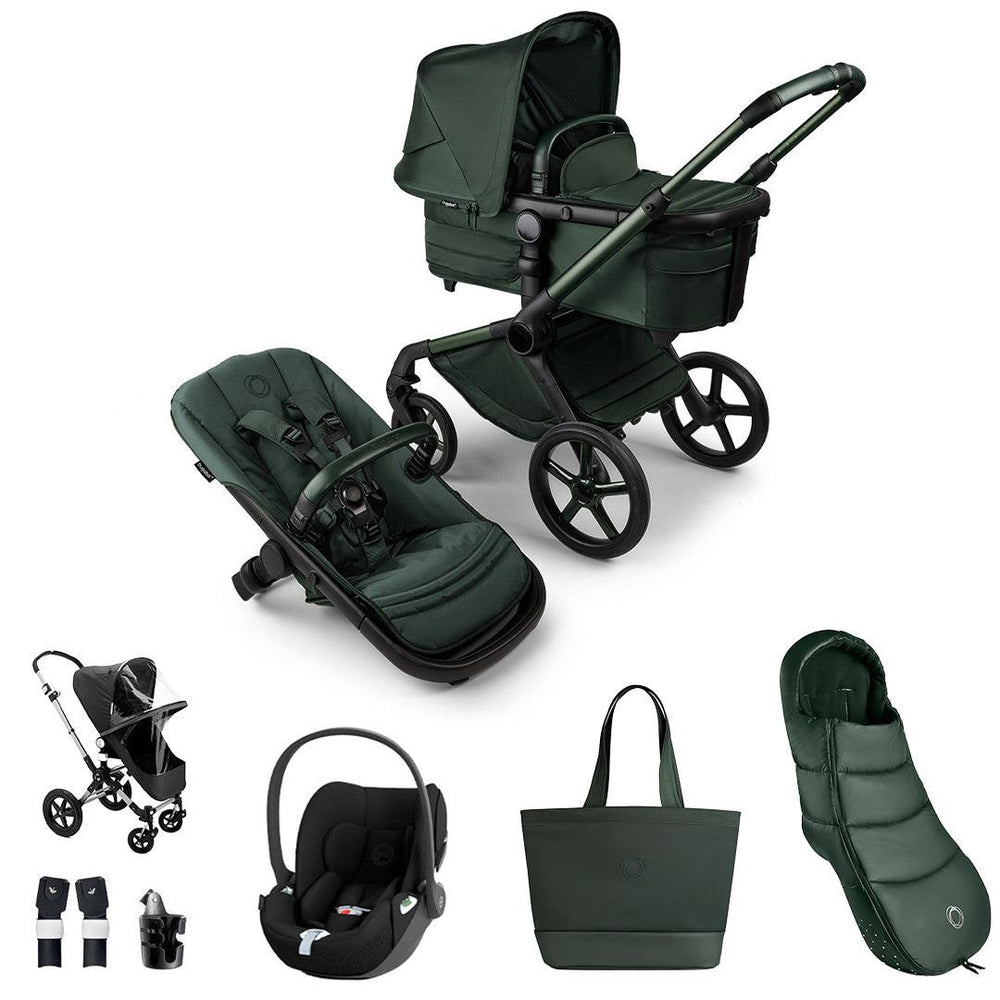 Bugaboo Limited Edition Noir Fox 5 + Cloud T Ultimate Travel System - Midnight Green-Travel Systems-Midnight Green-No Base | Natural Baby Shower