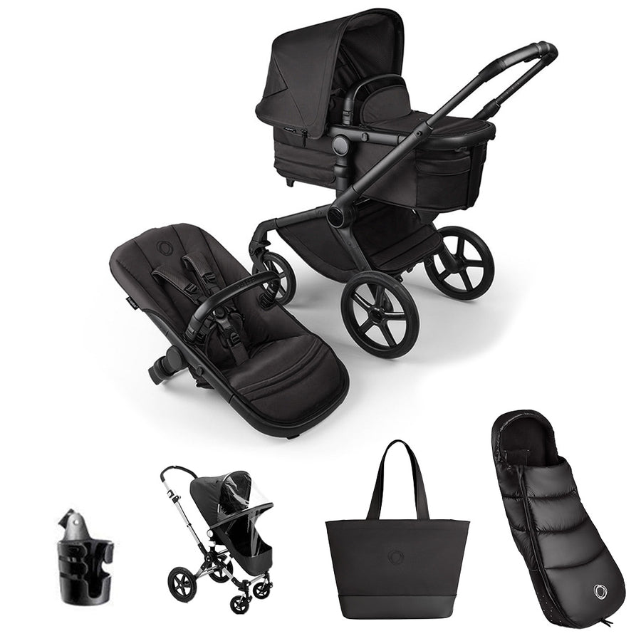 Bugaboo Noir Limited Edition Fox 5 Essential Pushchair Bundle - Black Moonlight-Stroller Bundles-Black Moonlight- | Natural Baby Shower