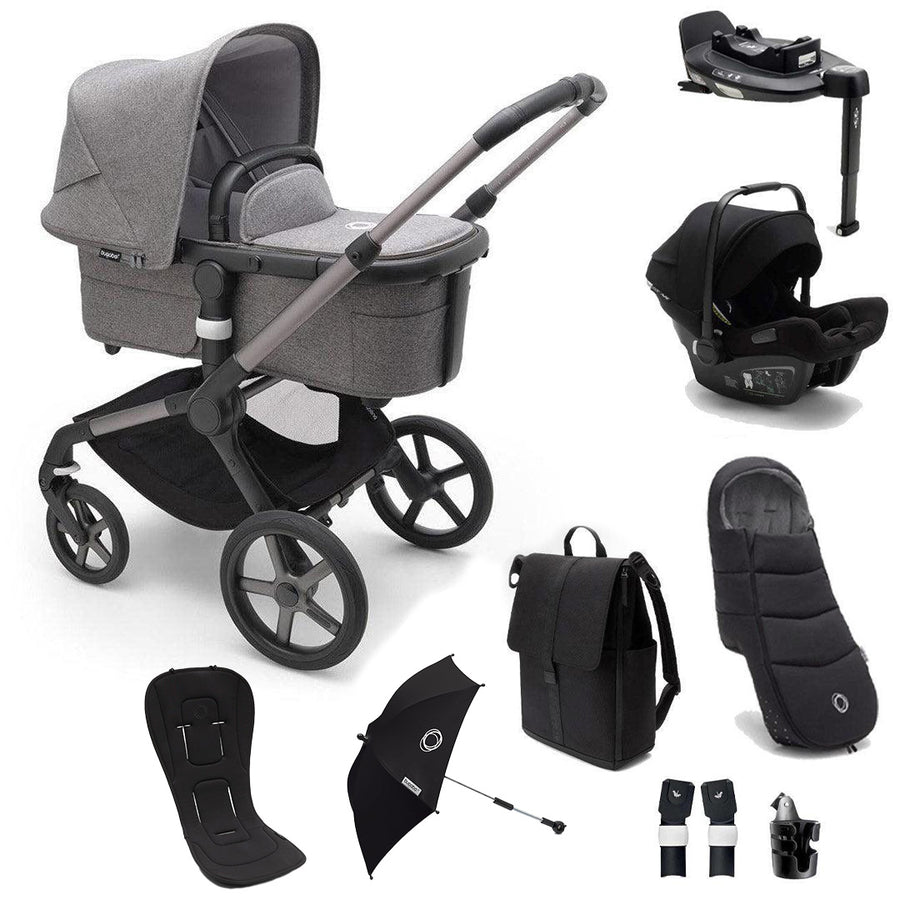 Bugaboo Fox 5 Ultimate Newborn Travel System - Grey Melange-Travel Systems-Grey Melange- | Natural Baby Shower