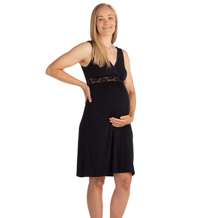 Carriwell Maternity & Nursing Nightie - Black-Maternity Underwear-Black-L | Natural Baby Shower