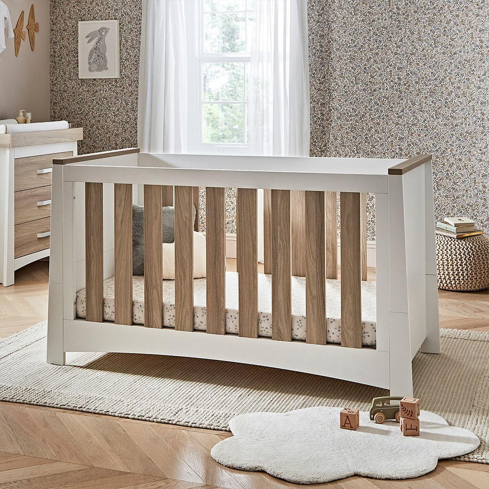 CuddleCo Ada 3 Piece Set 3-Drawer Dresser Cot Bed + Wardrobe - White/Ash-Nursery Sets-White/Ash-No Mattress | Natural Baby Shower