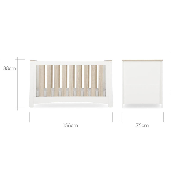 CuddleCo Ada 2 Piece Set 3-Drawer Dresser Cot Bed - White/Ash-Nursery Sets- | Natural Baby Shower