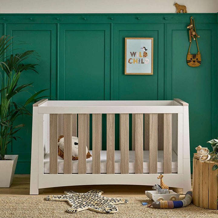 CuddleCo Ada 2 Piece Set 3-Drawer Dresser Cot Bed - White/Ash-Nursery Sets- | Natural Baby Shower