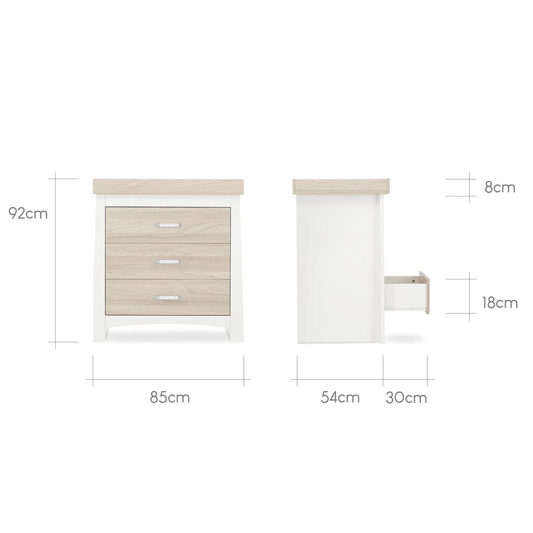 CuddleCo Ada 2 Piece Set 3-Drawer Dresser Cot Bed - White/Ash-Nursery Sets- | Natural Baby Shower