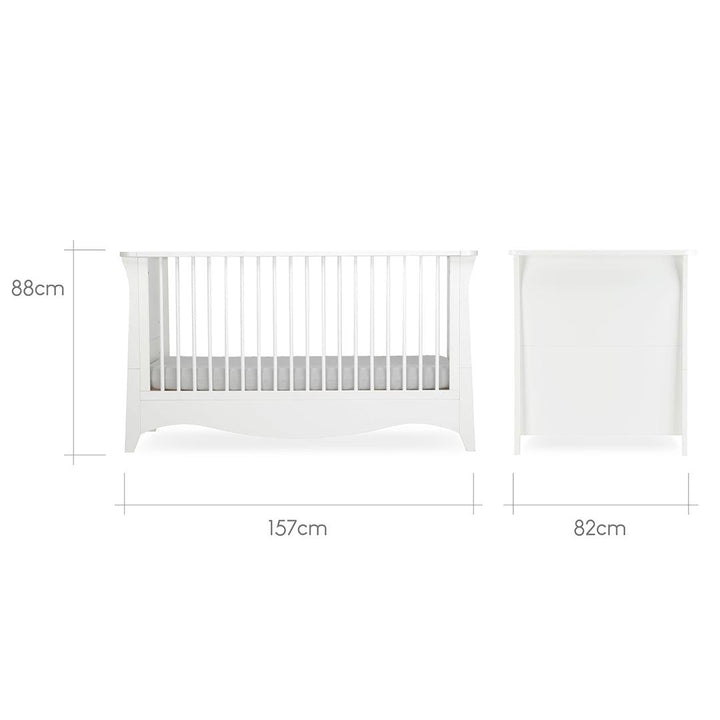 CuddleCo Clara 2 Piece Set 3-Drawer Dresser + Cot Bed - White-Nursery Sets- | Natural Baby Shower