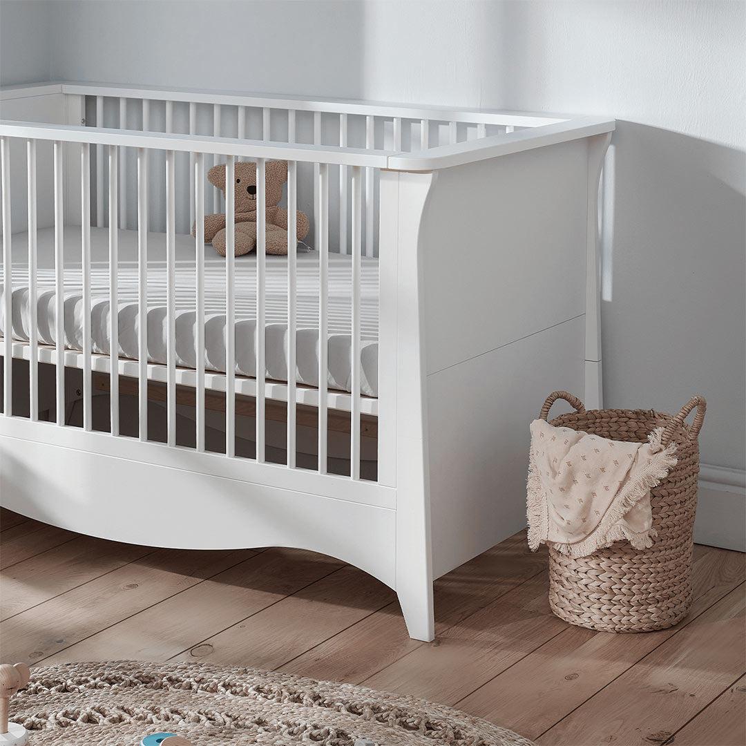 CuddleCo Clara 2 Piece Set 3-Drawer Dresser + Cot Bed - White-Nursery Sets- | Natural Baby Shower