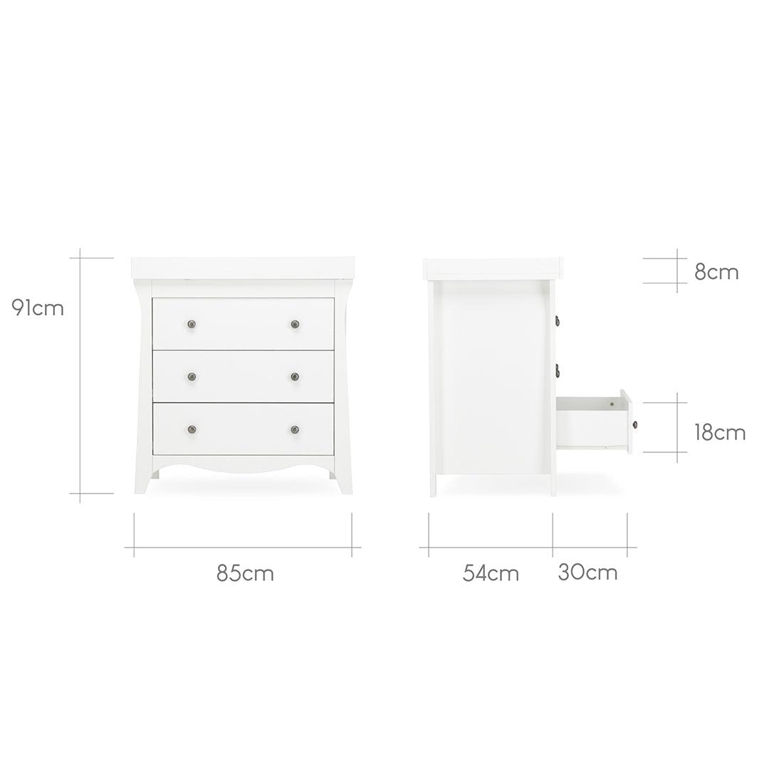 CuddleCo Clara 3-Drawer Dresser + Changer - White-Nursery Sets-White- | Natural Baby Shower