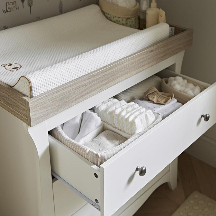 CuddleCo Clara 2 Piece Set 3-Drawer Dresser + Cot Bed - White/Ash-Nursery Sets-White/Ash-No Mattress | Natural Baby Shower