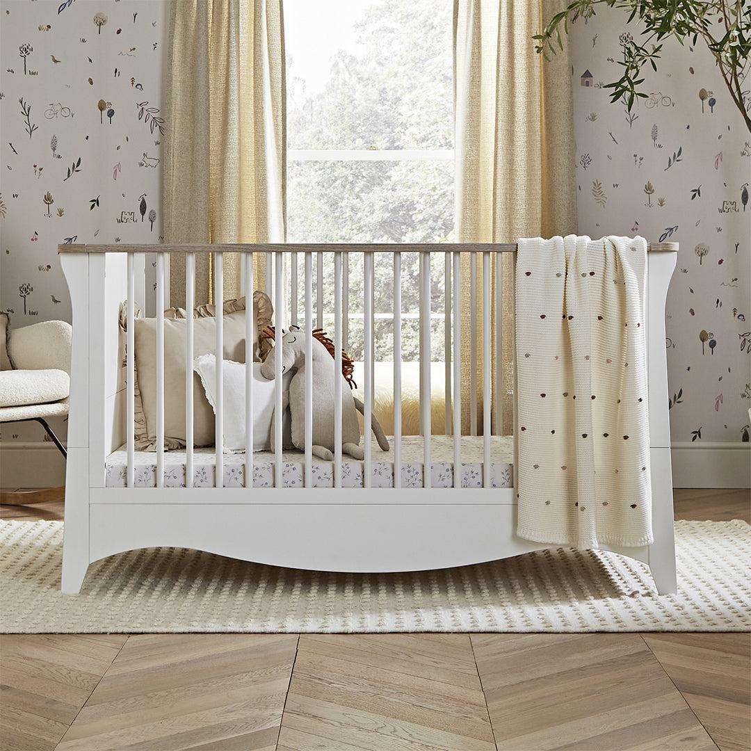 CuddleCo Clara Cot Bed - White/Ash-Cot Beds-White/Ash-No Mattress | Natural Baby Shower