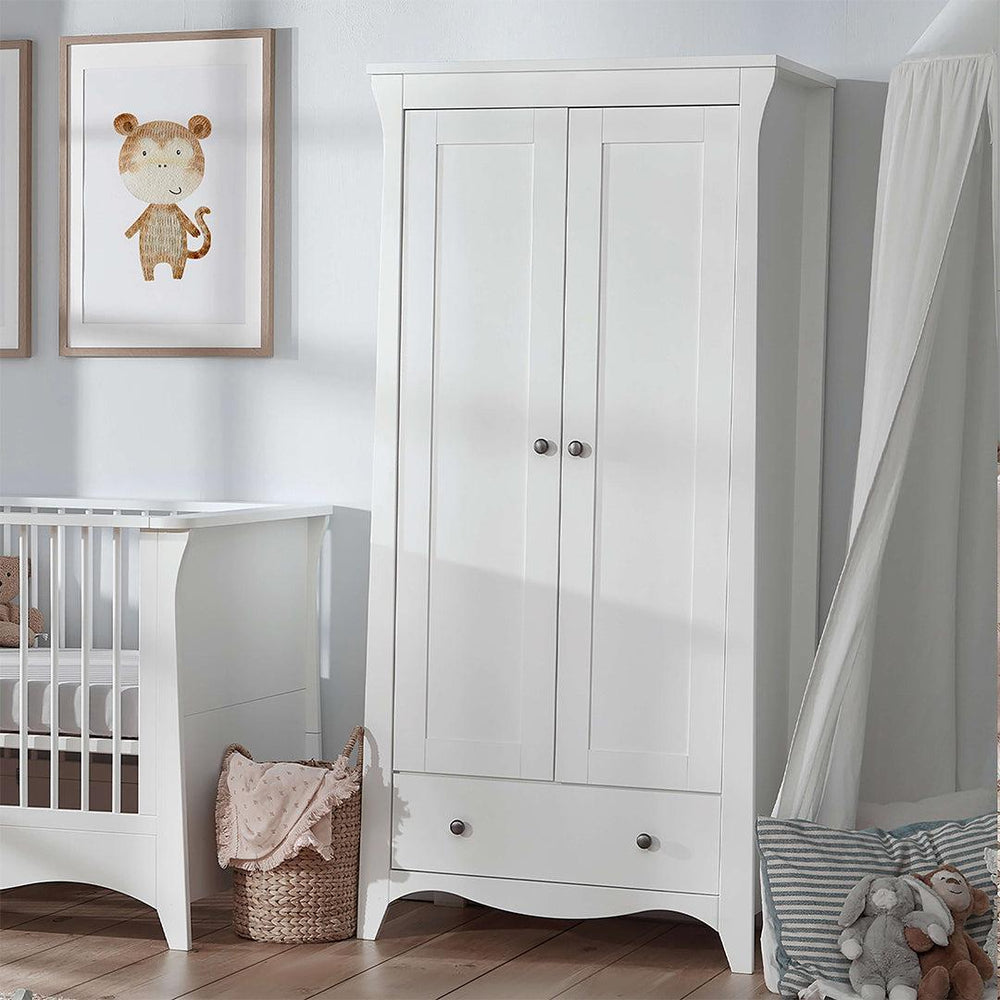 CuddleCo Clara 2-Door Double Wardrobe - White-Wardrobes-White- | Natural Baby Shower