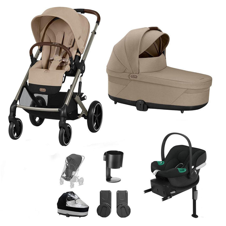 CYBEX Balios S Lux + Aton B2 Travel System-Travel Systems-Almond Beige-No Footmuff | Natural Baby Shower