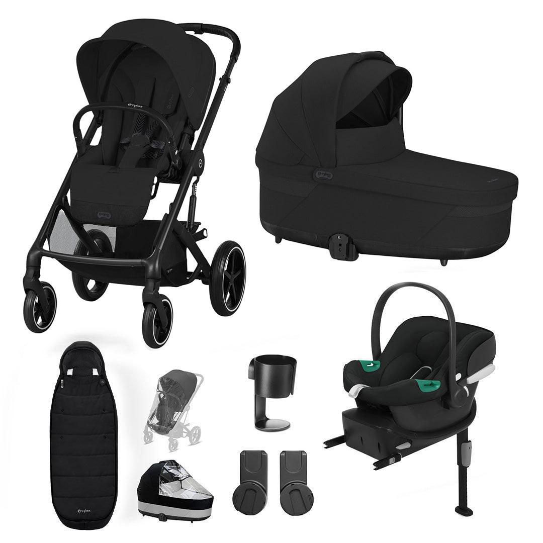 CYBEX Balios S Lux + Aton B2 Travel System-Travel Systems-Moon Black-Gold Footmuff | Natural Baby Shower