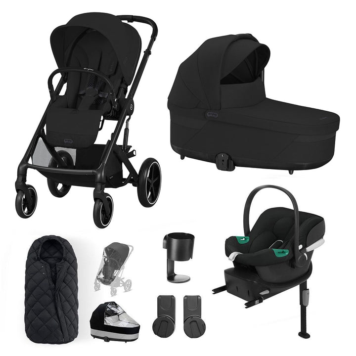 CYBEX Balios S Lux + Aton B2 Travel System-Travel Systems-Moon Black-SNOGGA Footmuff | Natural Baby Shower