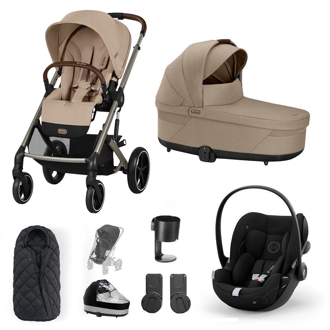 CYBEX Balios S Lux + Cloud G Travel System-Travel Systems-Almond Beige-SNOGGA Footmuff | Natural Baby Shower