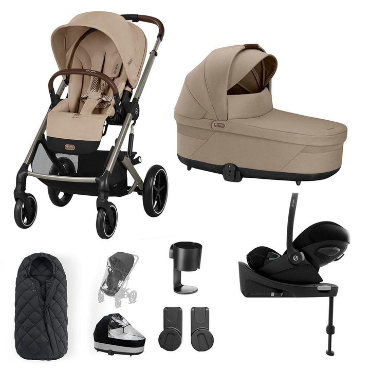 CYBEX Balios S Lux + Cloud G Travel System-Travel Systems-Almond Beige-SNOGGA Footmuff | Natural Baby Shower