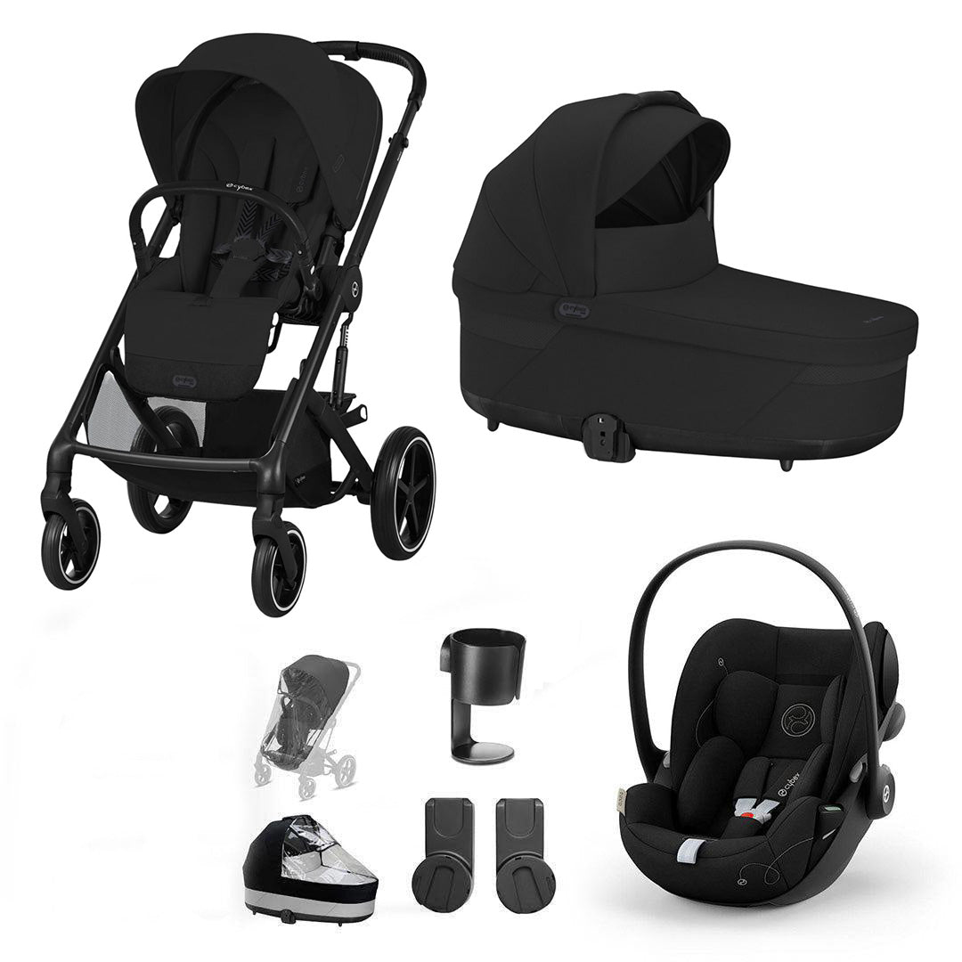 CYBEX Balios S Lux + Cloud G Travel System-Travel Systems-Moon Black-No Footmuff | Natural Baby Shower