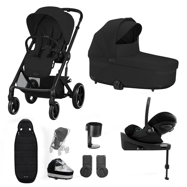 CYBEX Balios S Lux + Cloud G Travel System-Travel Systems-Moon Black-Gold Footmuff | Natural Baby Shower