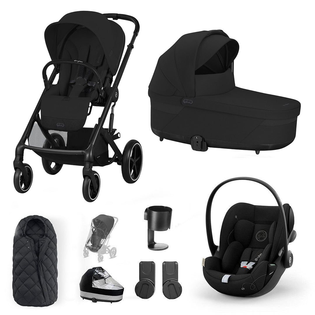 CYBEX Balios S Lux + Cloud G Travel System-Travel Systems-Moon Black-SNOGGA Footmuff | Natural Baby Shower