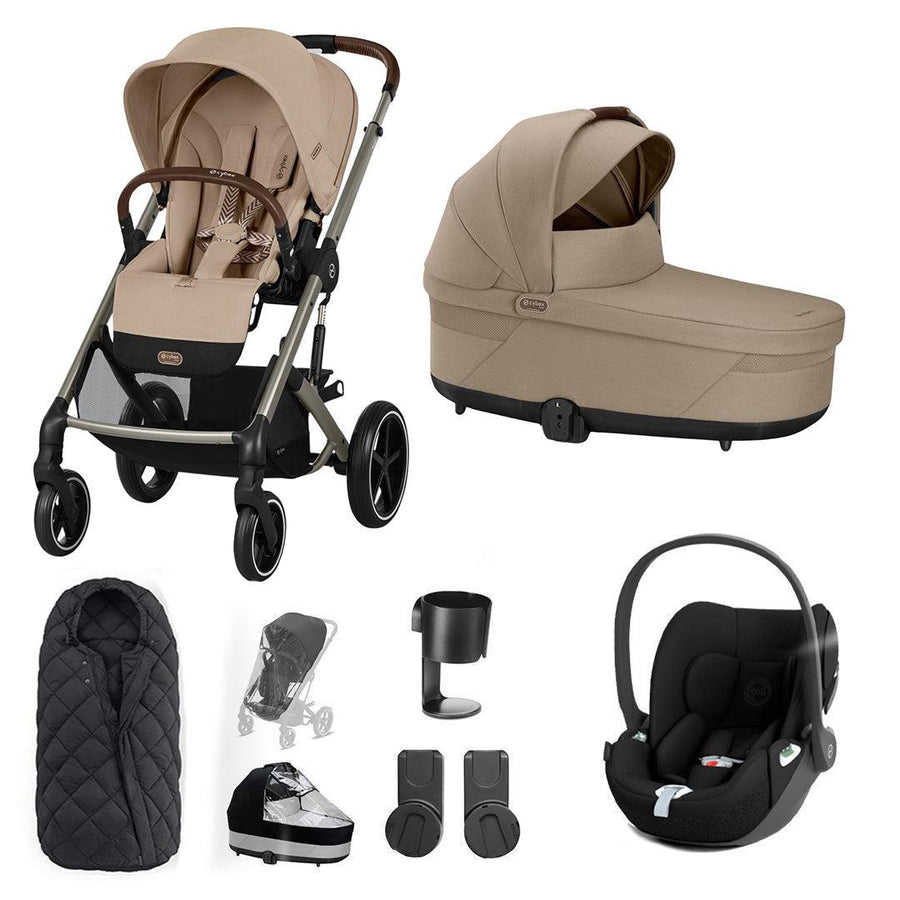 CYBEX Balios S Lux + Cloud T Travel System-Travel Systems-Almond Beige-No Base | Natural Baby Shower