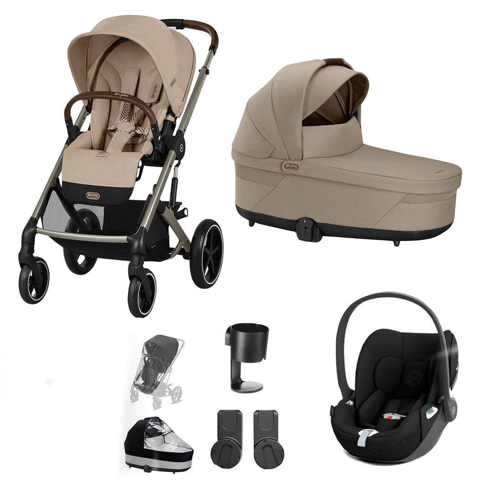 CYBEX Balios S Lux + Cloud T Travel System-Travel Systems-Almond Beige-No Base | Natural Baby Shower