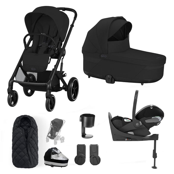 CYBEX Balios S Lux + Cloud T Travel System-Travel Systems-Moon Black-With Base | Natural Baby Shower