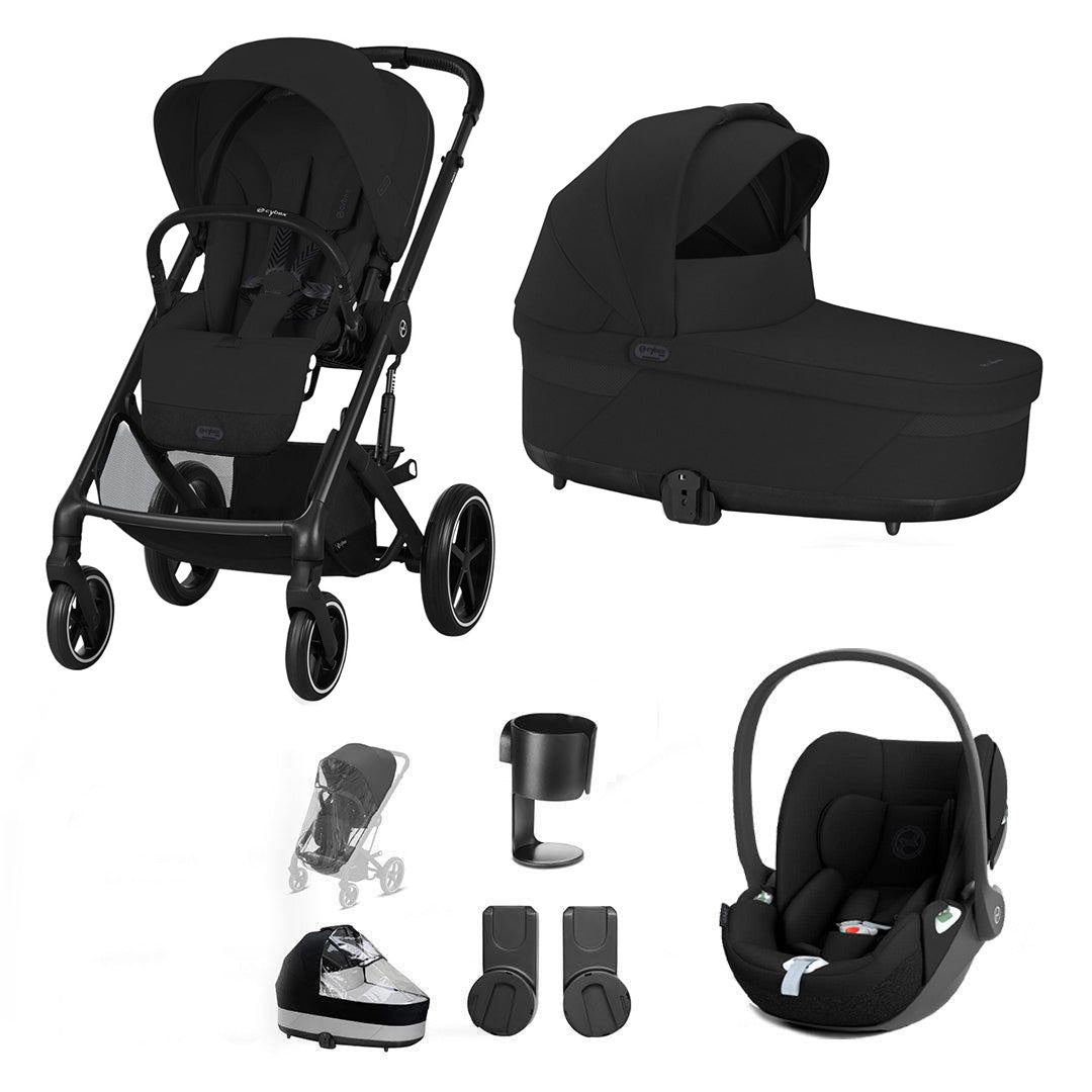 CYBEX Balios S Lux + Cloud T Travel System-Travel Systems-Moon Black-No Base | Natural Baby Shower