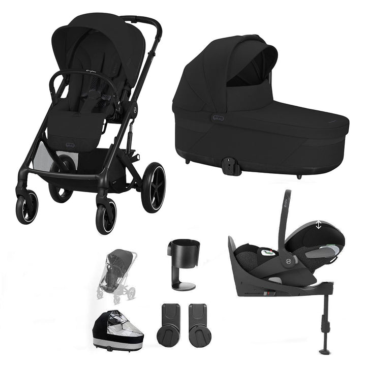 CYBEX Balios S Lux + Cloud T Travel System-Travel Systems-Moon Black-With Base | Natural Baby Shower