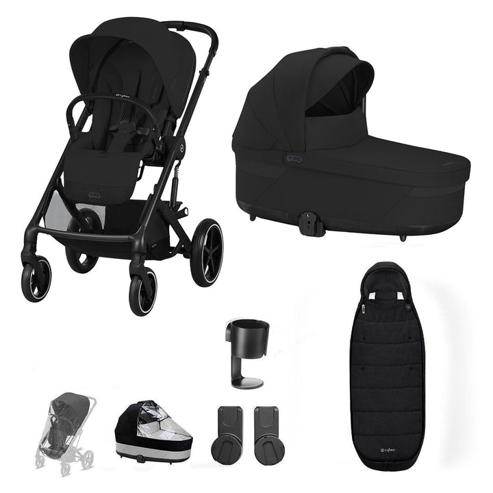 CYBEX Balios S Lux Essential Pushchair Bundle-Stroller Bundles-Moon Black-Gold Footmuff | Natural Baby Shower