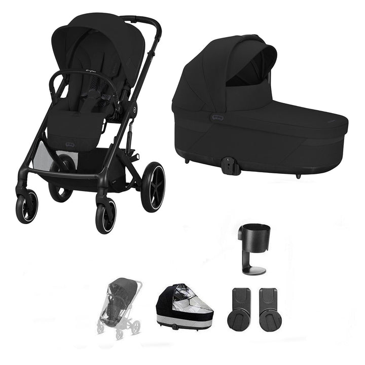 CYBEX Balios S Lux Essential Pushchair Bundle-Stroller Bundles-Moon Black-No Footmuff | Natural Baby Shower