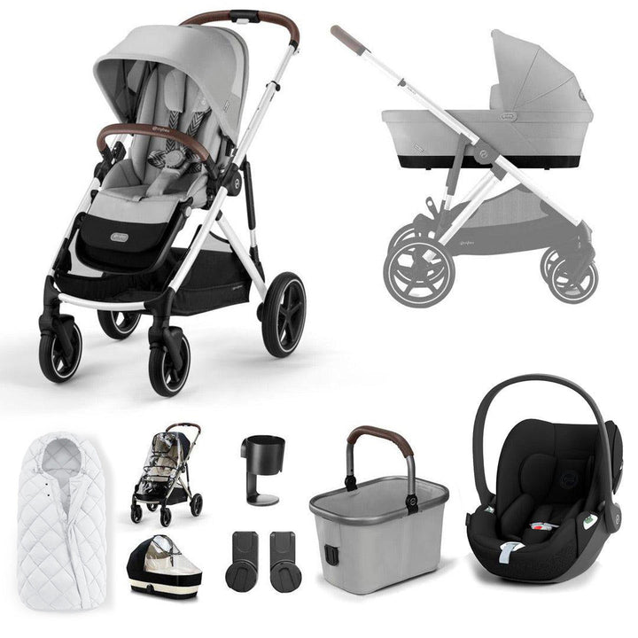 CYBEX Gazelle S + Cloud T Luxury Bundle - Lava Grey-Travel Systems-No Base-SNOGGA Footmuff | Natural Baby Shower