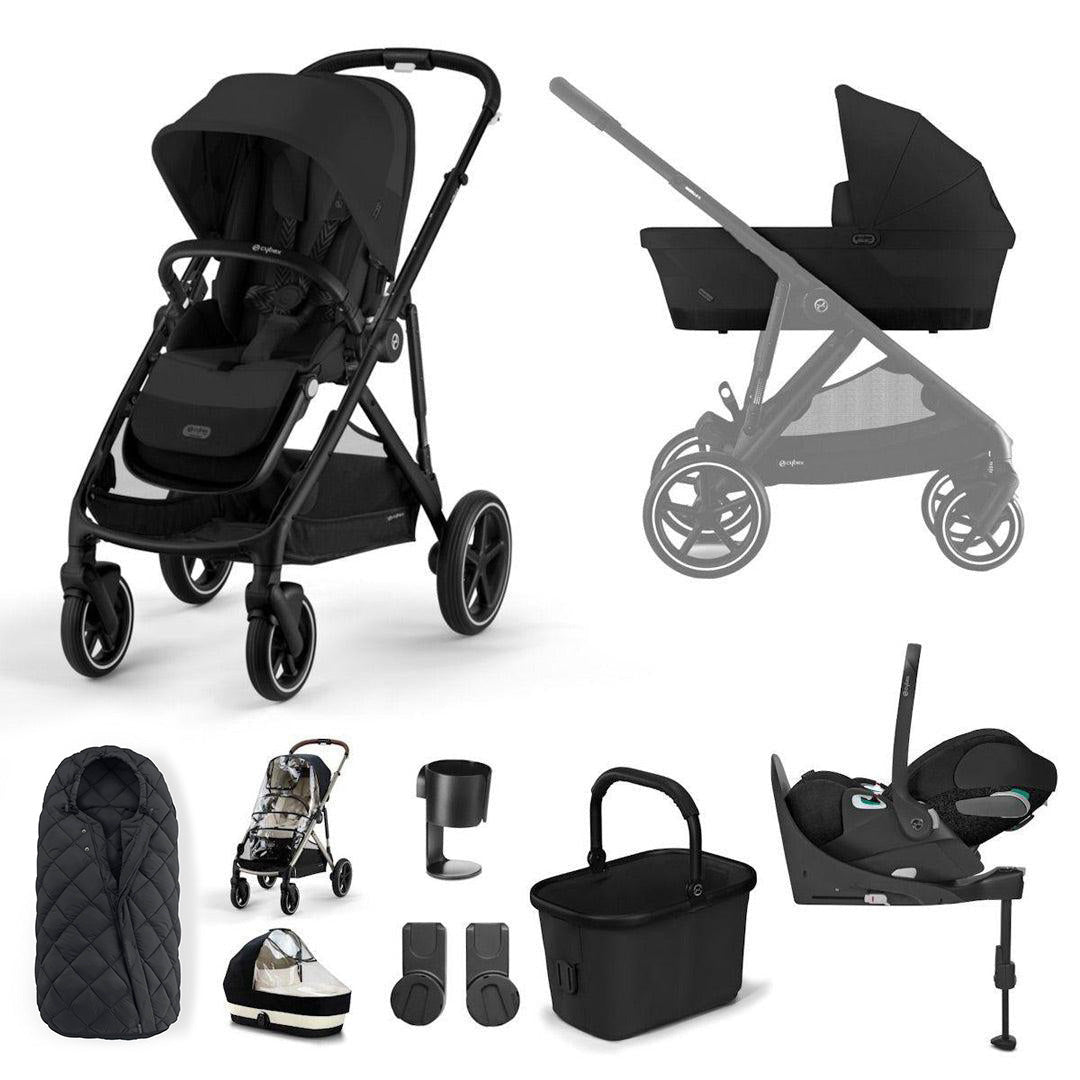 CYBEX Gazelle S + Cloud T Luxury Bundle - Moon Black-Travel Systems-Base T-SNOGGA Footmuff | Natural Baby Shower