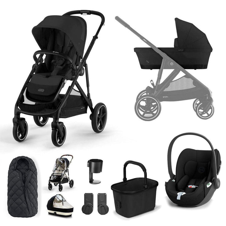 CYBEX Gazelle S + Cloud T Luxury Bundle - Moon Black-Travel Systems-No Base-SNOGGA Footmuff | Natural Baby Shower