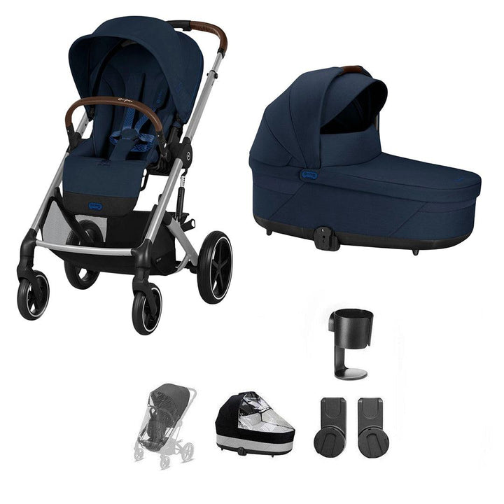 CYBEX Balios S Lux Essential Pushchair Bundle-Stroller Bundles-Ocean Blue-No Footmuff | Natural Baby Shower