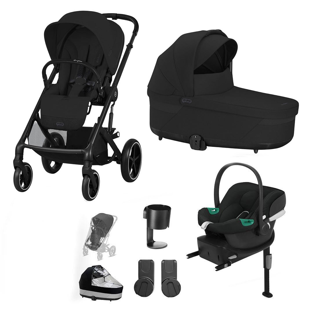 CYBEX Balios S Lux + Aton B2 Travel System-Travel Systems-Moon Black-No Footmuff | Natural Baby Shower