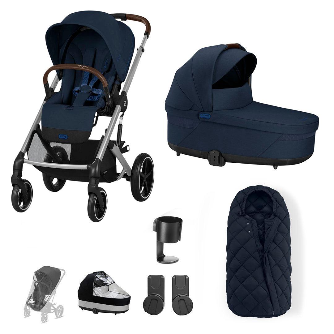 CYBEX Balios S Lux Essential Pushchair Bundle-Stroller Bundles-Ocean Blue-SNOGGA Footmuff | Natural Baby Shower