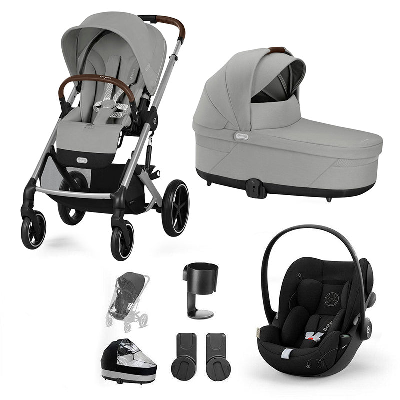 CYBEX Balios S Lux + Cloud G Travel System-Travel Systems-Stone Grey-No Footmuff | Natural Baby Shower