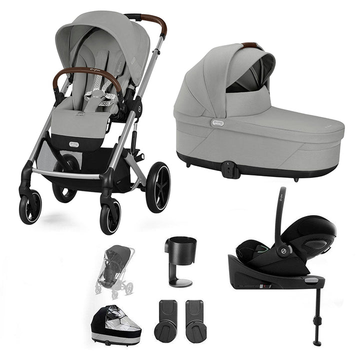 CYBEX Balios S Lux + Cloud G Travel System-Travel Systems-Stone Grey-No Footmuff | Natural Baby Shower