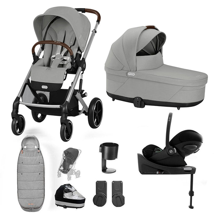 CYBEX Balios S Lux + Cloud G Travel System-Travel Systems-Stone Grey-Gold Footmuff | Natural Baby Shower