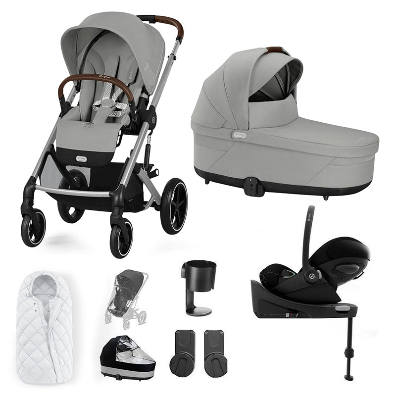 CYBEX Balios S Lux + Cloud G Travel System-Travel Systems-Stone Grey-SNOGGA Footmuff | Natural Baby Shower