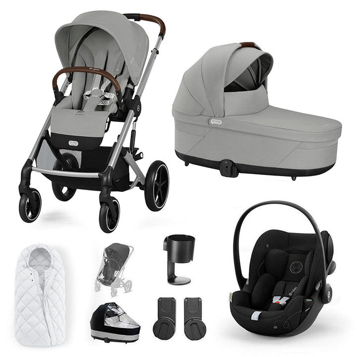 CYBEX Balios S Lux + Cloud G Travel System-Travel Systems-Stone Grey-SNOGGA Footmuff | Natural Baby Shower