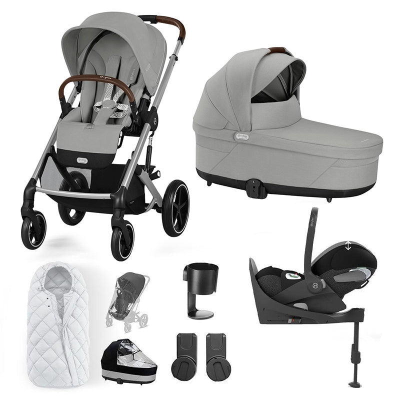 CYBEX Balios S Lux + Cloud T Travel System-Travel Systems-Storm Grey-With Base | Natural Baby Shower