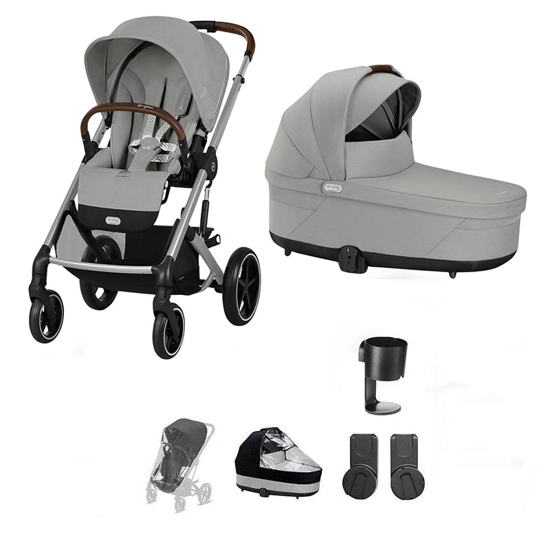 CYBEX Balios S Lux Essential Pushchair Bundle-Stroller Bundles-Stone Grey-No Footmuff | Natural Baby Shower