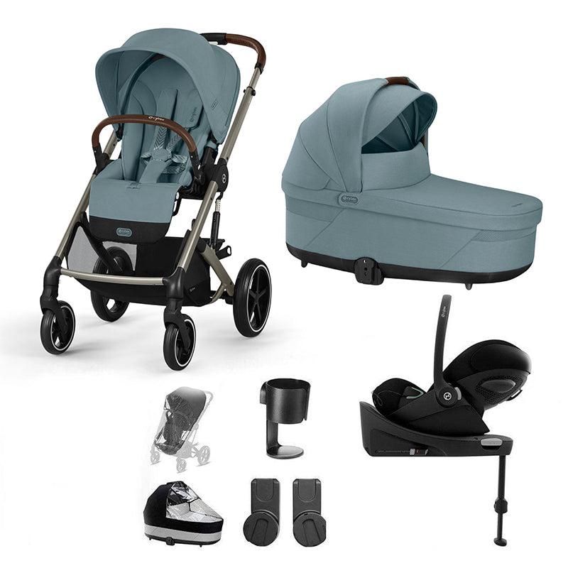 CYBEX Balios S Lux + Cloud G Travel System-Travel Systems-Stormy Blue-No Footmuff | Natural Baby Shower